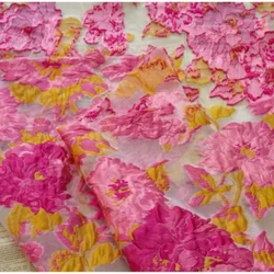 45cmX145cm Pink Yellow Contrasting Embossed Jacquard Fabric Wedding Dress Clothing Shirt Skirt Diy Sewing Fabric A123