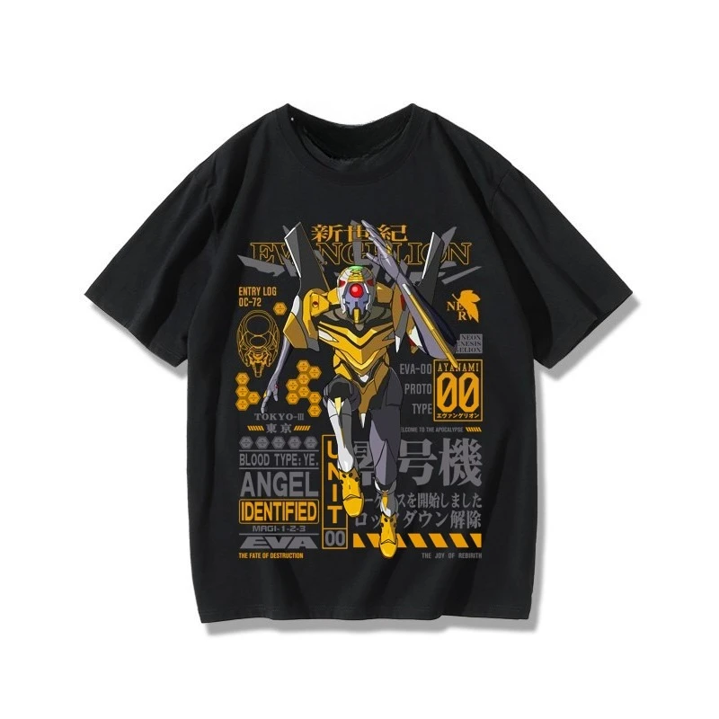 Eva Joint Baumwoll-T-Shirt Kurzarm Herren Nr. 1 Maschinen Nr. 2-Maschinen-T-Shirt mit loser japanischer Animation und peripherer Kleidung