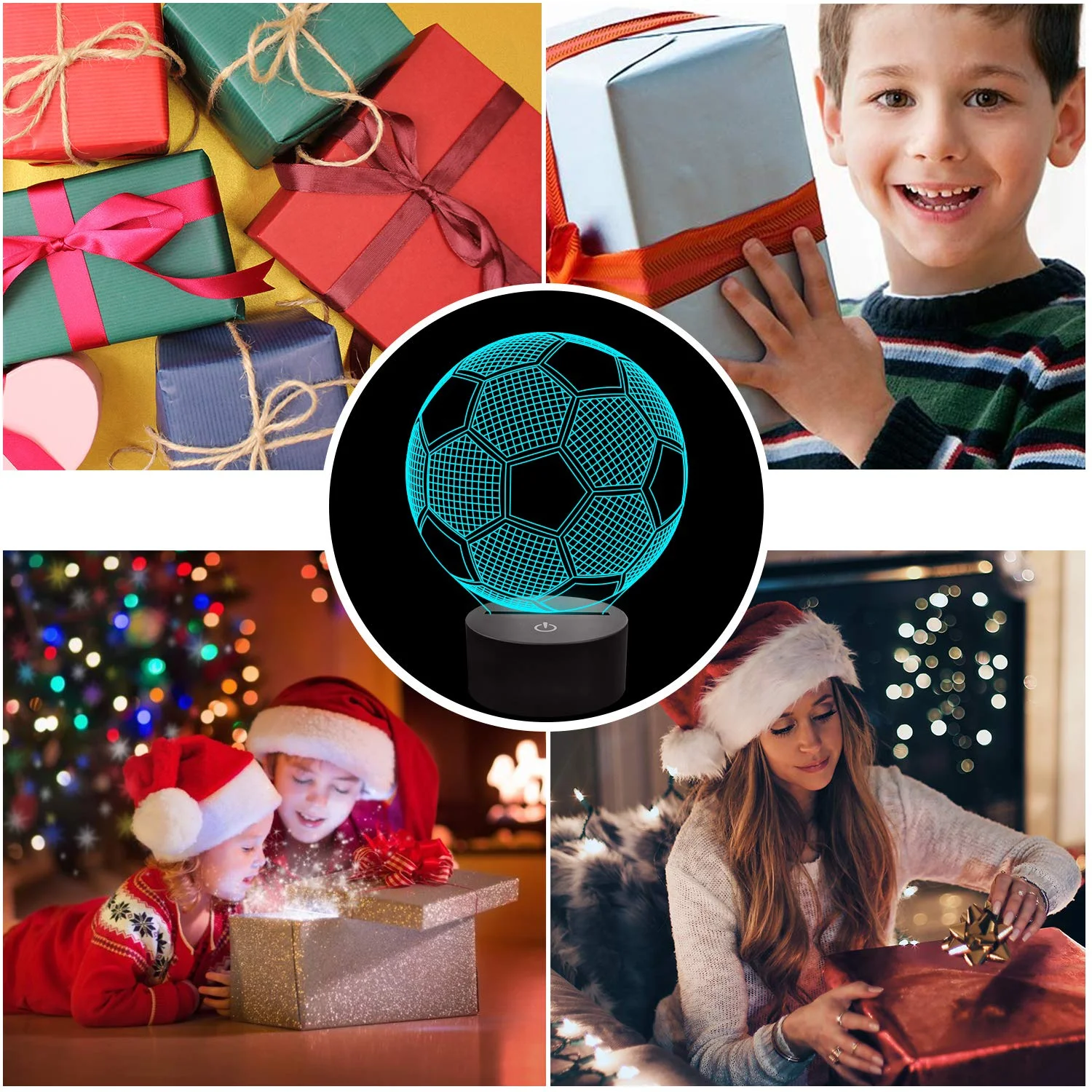 Luces nocturnas de fútbol para niños, ilusión 3D, luces de fútbol, 16 LED, cambio de Color remoto, mesa táctil, lámparas de escritorio, decoración de cumpleaños y Navidad