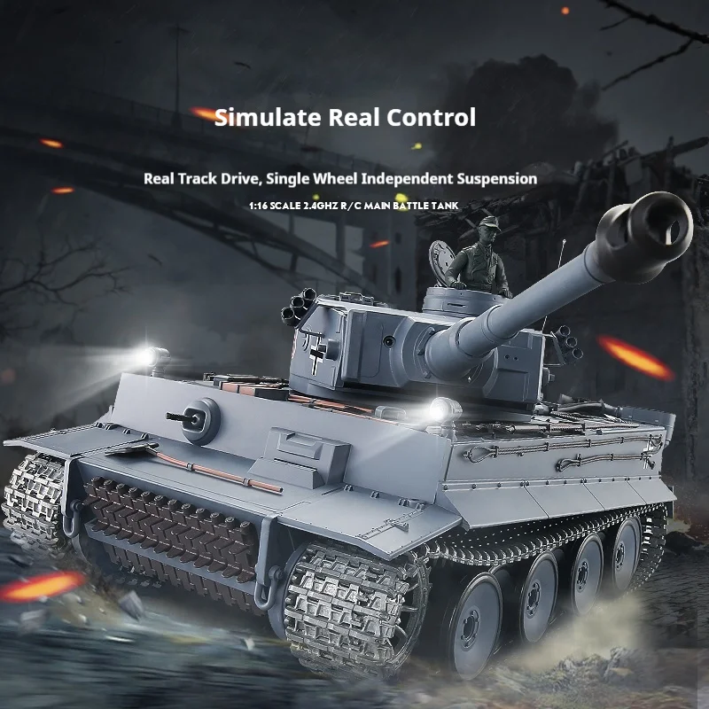Henglong-tanque de Metal con Control remoto, coche de juguete Tiger One Crawler, batalla eléctrica inalámbrica, lanzable, coche de Control remoto, regalo para niño