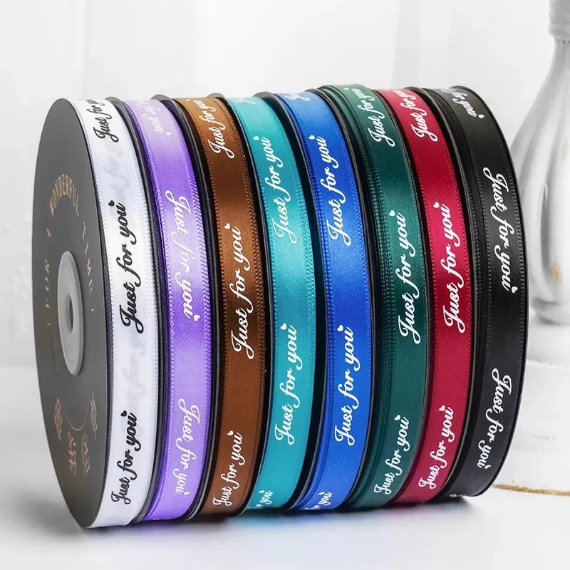 10mm Gift Ribbon Print Just for You Weft Romantic Floral Material Flower Gift Packing DIY Handmade Apparel Garment Accessories