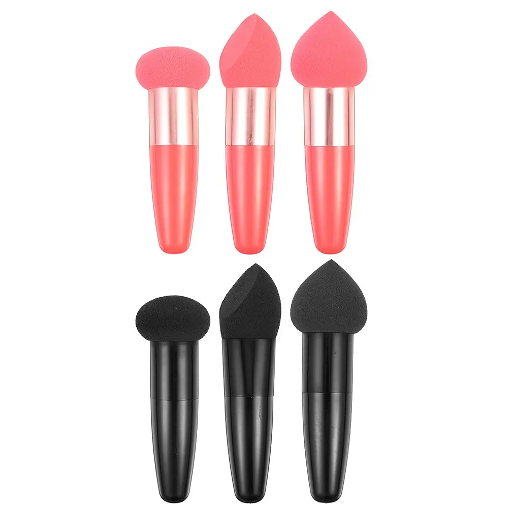 

6pcs Makeup Beauty Sponge Pens With Handle Foundation Applicator For Wet Dry Use Tools Portable Makeup Accessories
