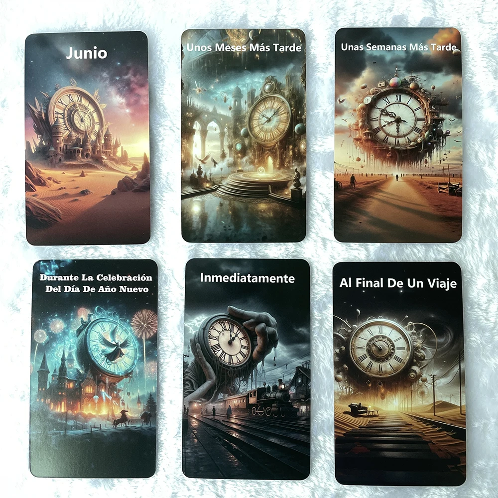 Spanish Time Oracle Cards Clarity Tarot Deck Oraculo Fortune Telling Toys 12x7cm 56-Cards Prophecy Clock Taro