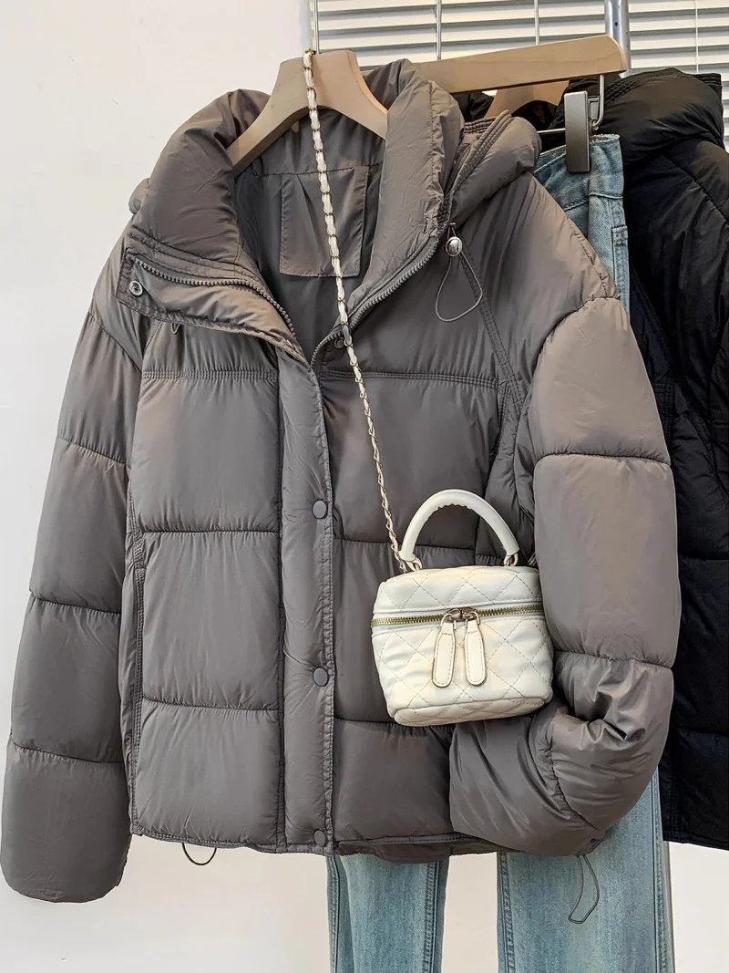 

Coat 2025 Autumn And Winter New Item Imitation Down Thick Hooded Drawstring Warm Casual Fashion Long Sleeved Cotton Jacket For w