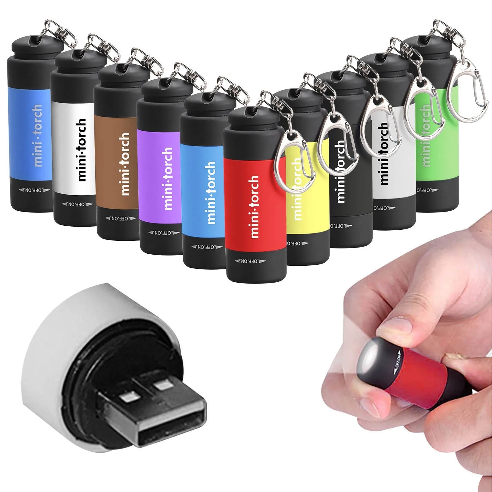 

1pc Mini Keychain Pocket Torch USB Rechargeable LED Light Flashlight Lamp Waterproof Keychain Light Pocket Torch Keyring Torch