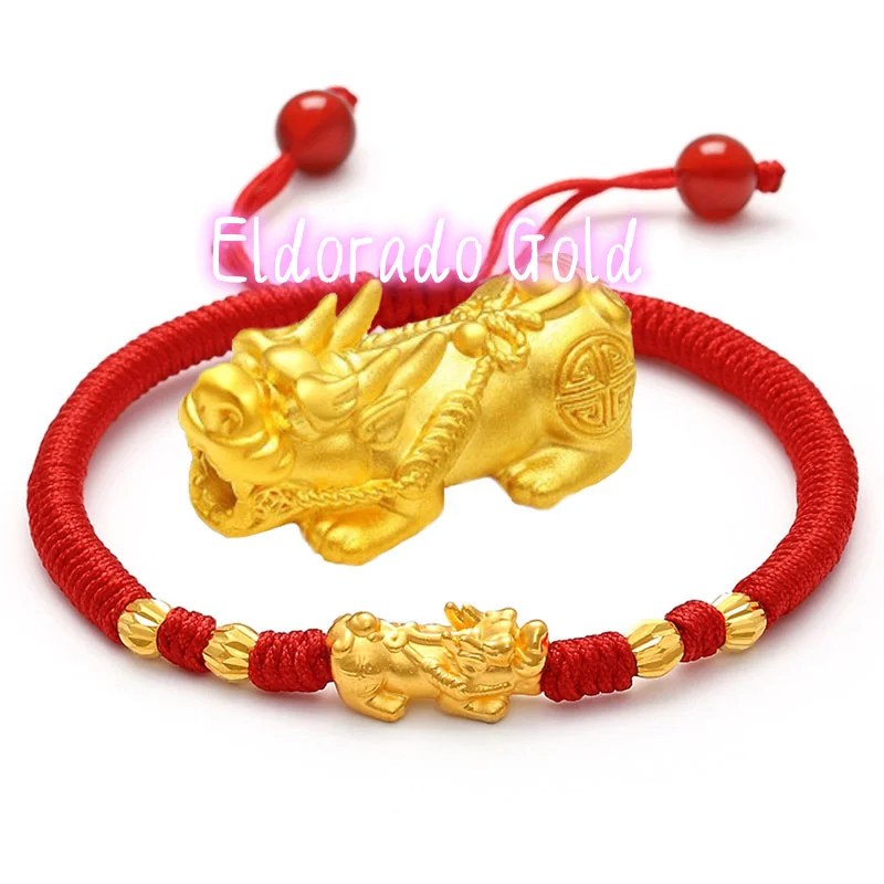 

Высокое качество AU750, 18-каратное золото, мужской и женский плетеный красный веревочный браслет ручной работы Pixiu, счастливый браслет на день Святого Валентина, ювелирные изделия, подарок на день рождения