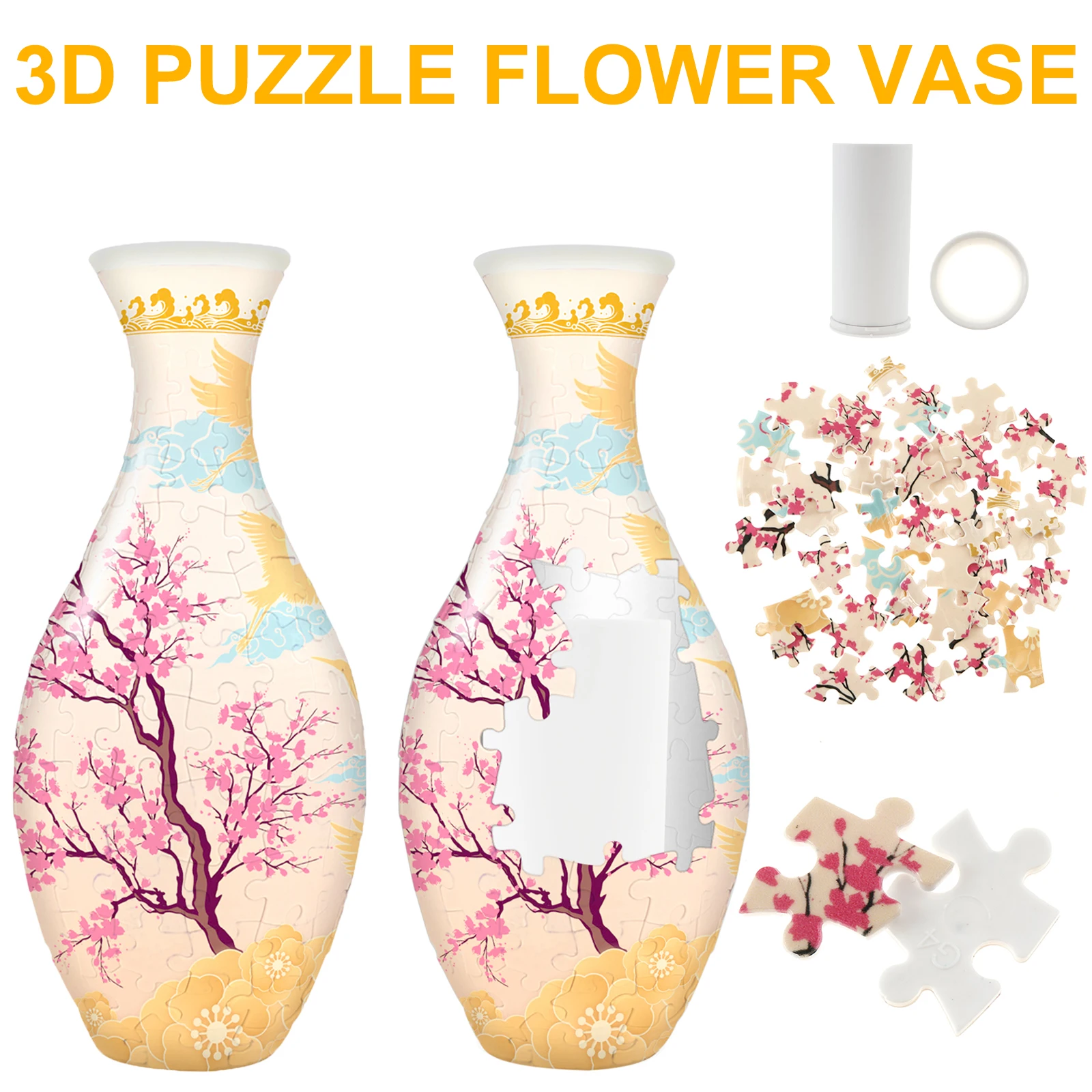Kreative 3D-Puzzles, Vase, Desktop-dekoratives Puzzle, Blumenvase, Ornamente, stressabbauendes Puzzle, handgefertigte Einweihungsgeschenke