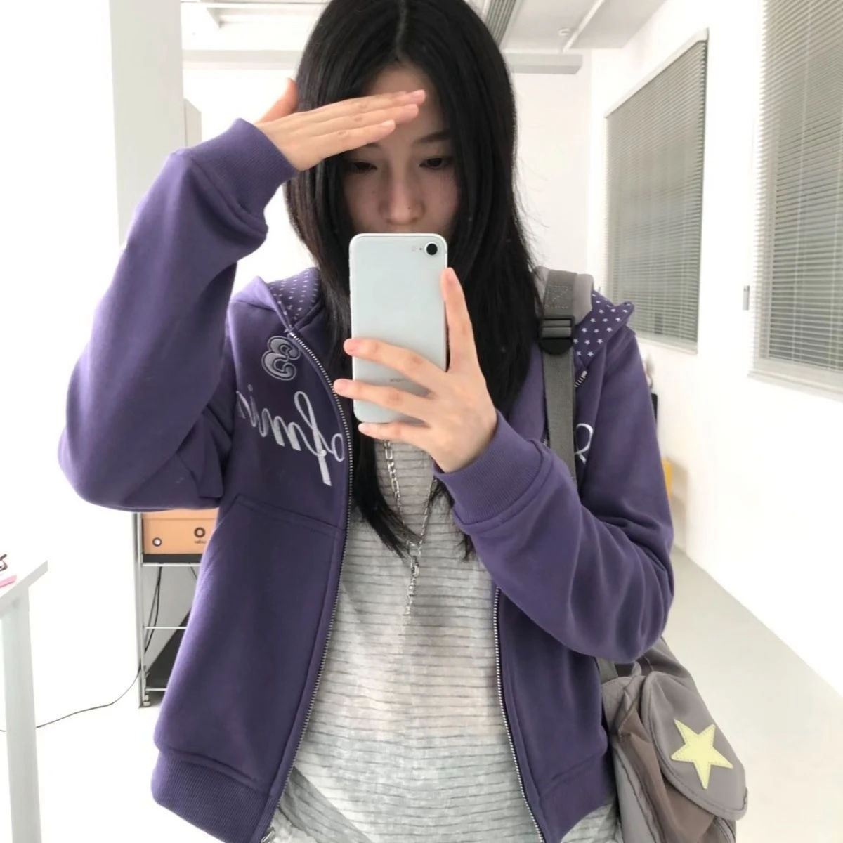 سترة نسائية بقلنسوة بتصميم كلاسيكي أمريكي كاجوال بأكمام طويلة معطف على شكل نجمة لطيف ملابس خارجية يابانية حلوة ملابس خروج عتيقة #4