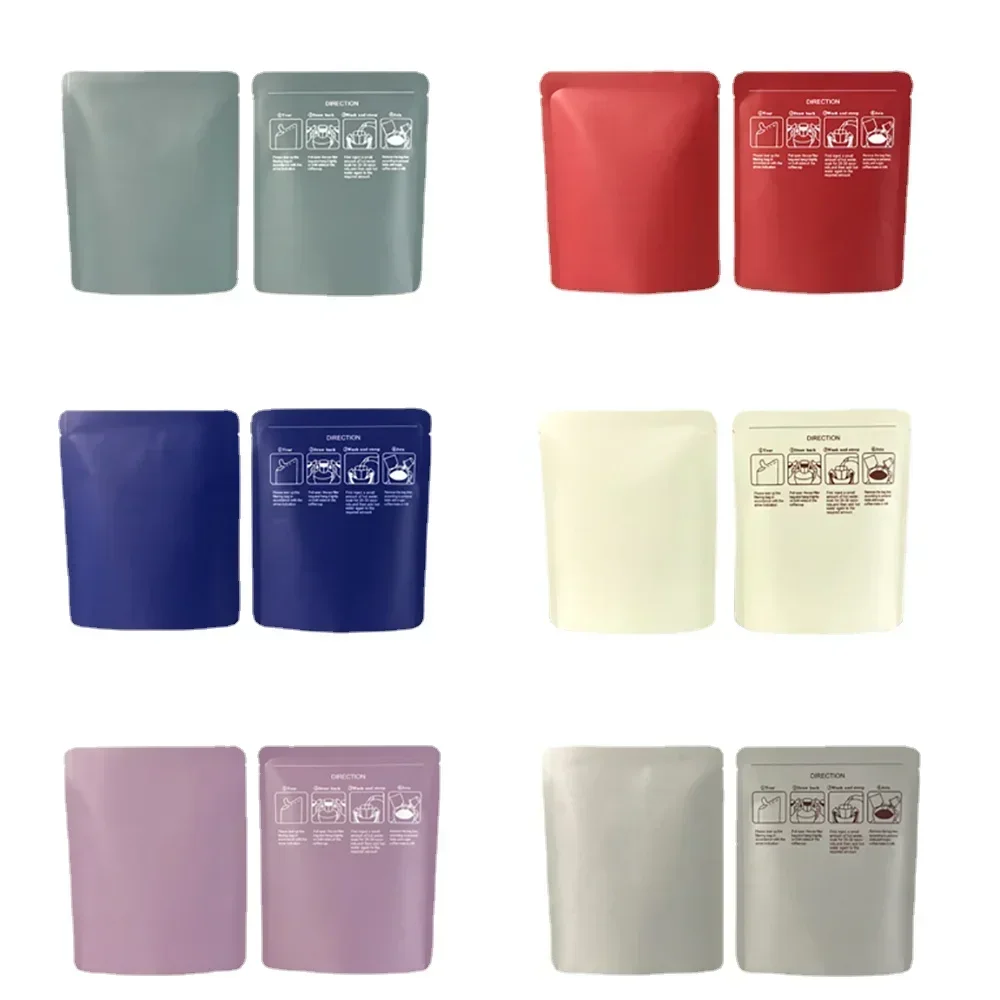 100pcs Custom Printed Laminated Material 3 Side Sealed Small Aluminum Foil Drip Coffee Bag