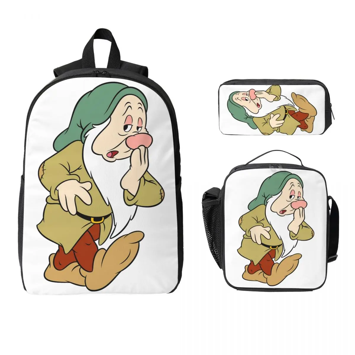 

Seven Dwarfs Backpack Student Boys Girls BookBag School Bag Computer Shoulder Bags 3ps Insulated Lunch Bag Pencil Case