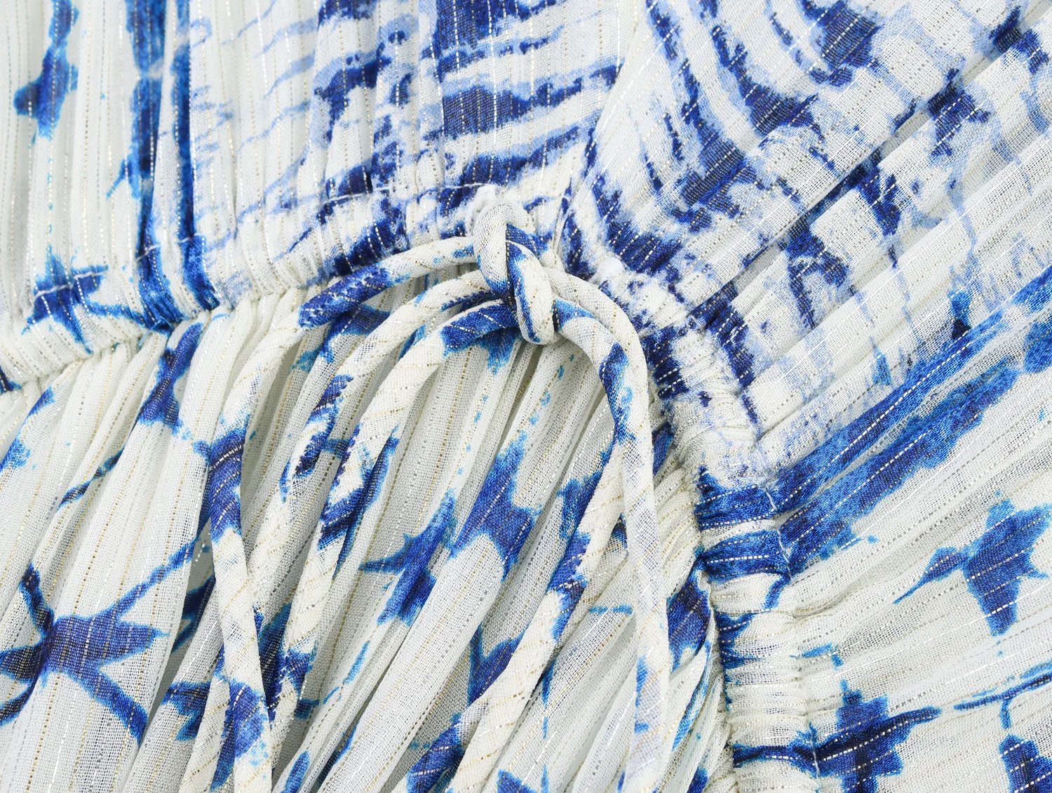 Robe Style Resort pour femmes, manches longues, col en v, ligne métallique imprimée, décontractée, plage, style Boho, Mini, printemps/été, 2025