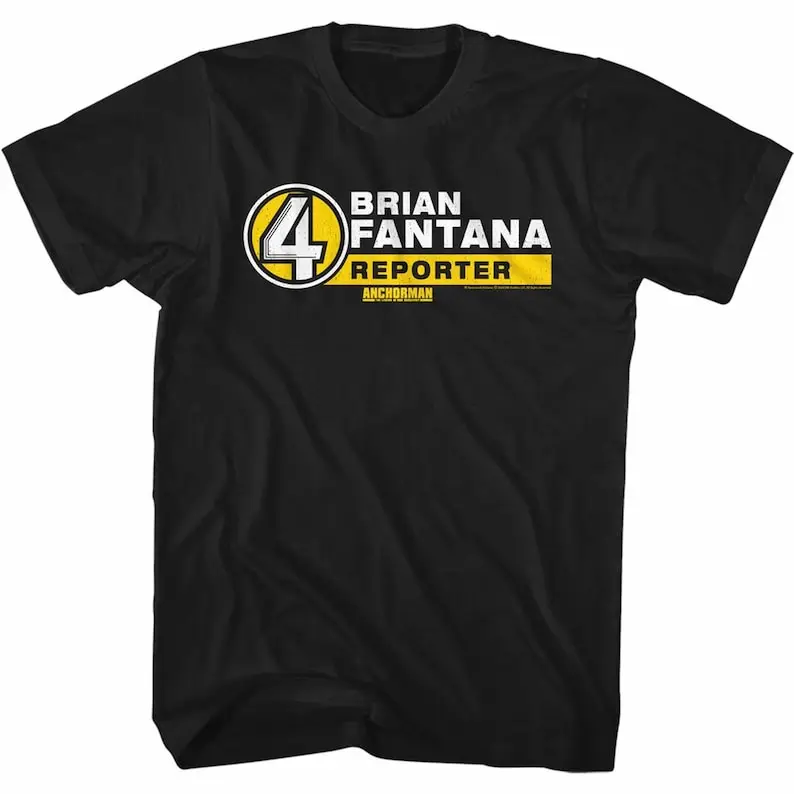 Anchorman B. Fantana Name Tag Black Adult T-Shirt