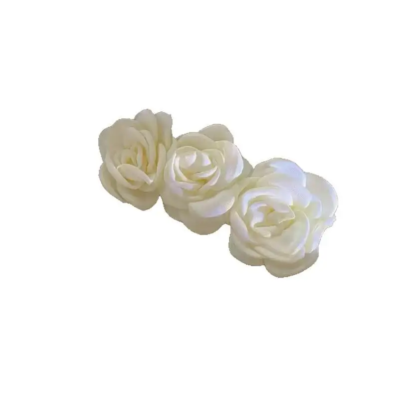 1 Stück weiße Rosenblüten-Haarspangen für Frauen, elegante Organza-Satin-Haarspangen, Braut-Haarschmuck für Hochzeit, Party – Detail 5