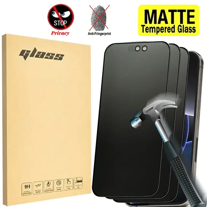 3pcs Set of Tempered Glass Privacy Screen Protectors,for Iphone 18 Pro Max/17/16/15/14/13/12/11, Frosted Material, 9H Hardness