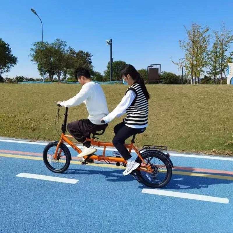 Factory folding double bicycle riding rental direct sales variable speed two-person scenic spot parent-child three-person