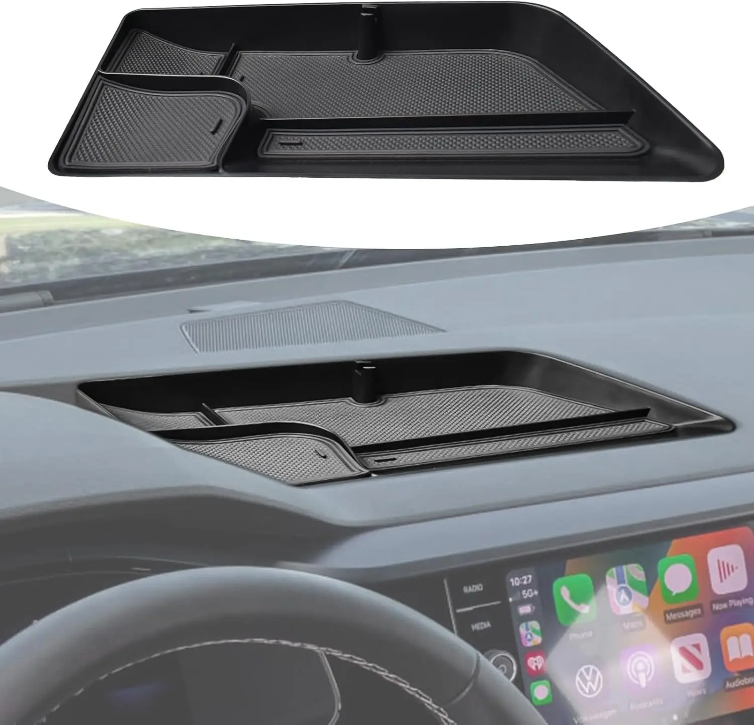 

TACOBRO Interior Dashboard Storage for Volkswagen Taos 2022 2023 2024 Accessories Dash Mounted Organizer Tissue Holder Tray Box