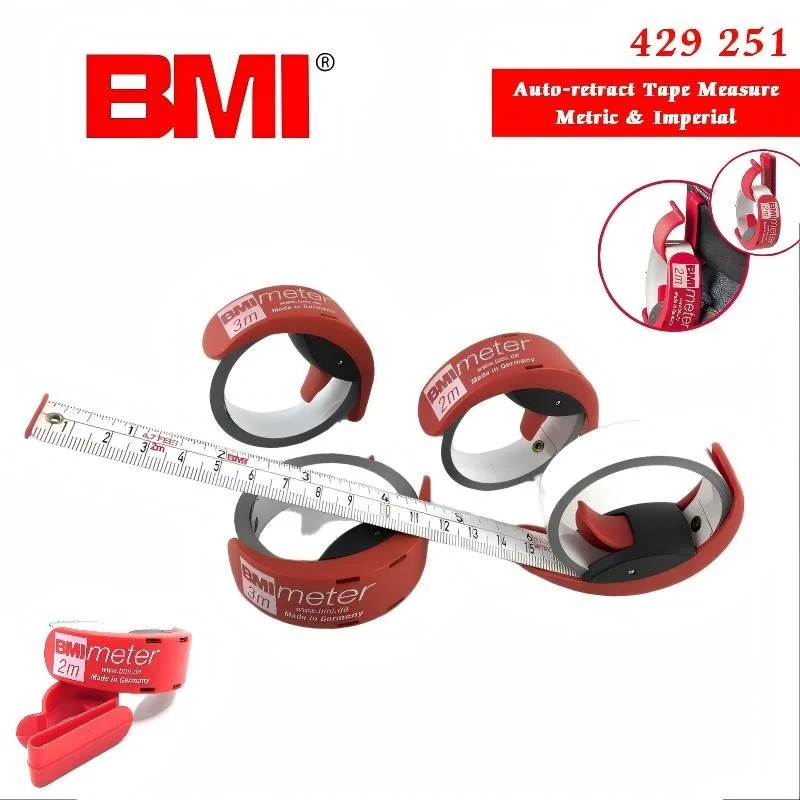 BMI 1PC 2M/3M Precision Quick Telescopic Tape Measure Metric & Imperial for Household Measuring Tool NO.429 251/429 351