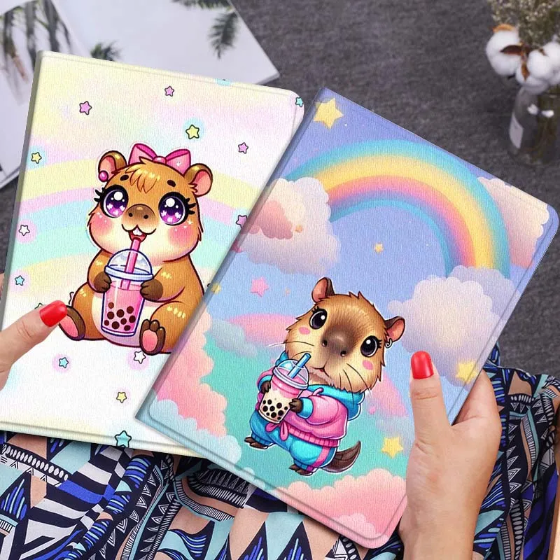 

Cute Coloful Capybara Art Gift For Xiaomi Redmi Mi Poco Pad 2 5 6s 7 7s Ultra Pro Max 14 12.4 12.1 inch Soft Tablet Case