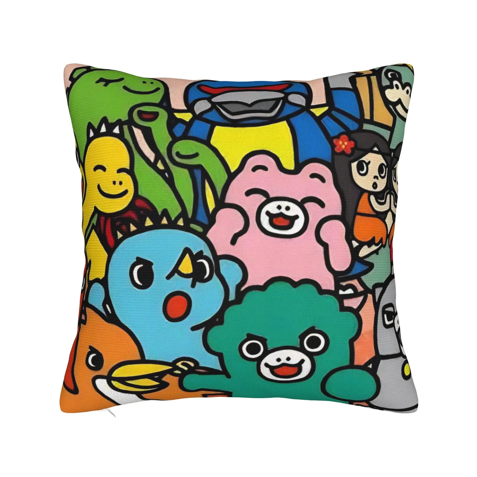 Chibi Monster Raids Again Square Pillow Cases 90s Cushion Cover Awesome Zipper Decorative Pillowcase for Home 40*40cm