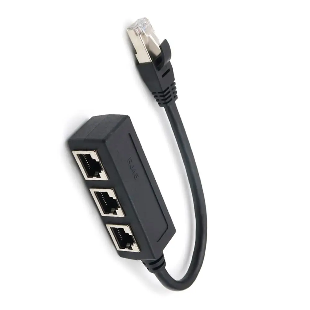 مقسم شبكة إيثرنت لان ، موصل RJ45 ، كابل محول موسع للشبكات ، 1 ذكر إلى 2 أنثى ، 3 في 1