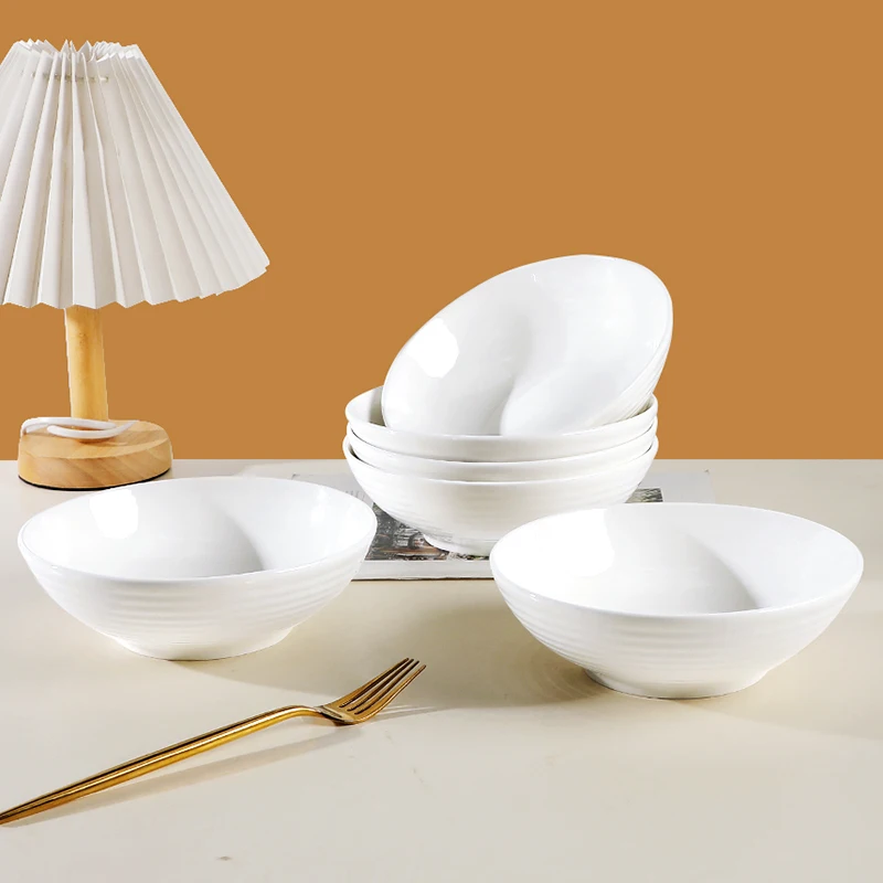 Ceramic Rice Bowls Household 7 Inch Underglaze Colour Solid Simple Dining Tableware Nordic New Deepen Heat-resistant Screw Bowl