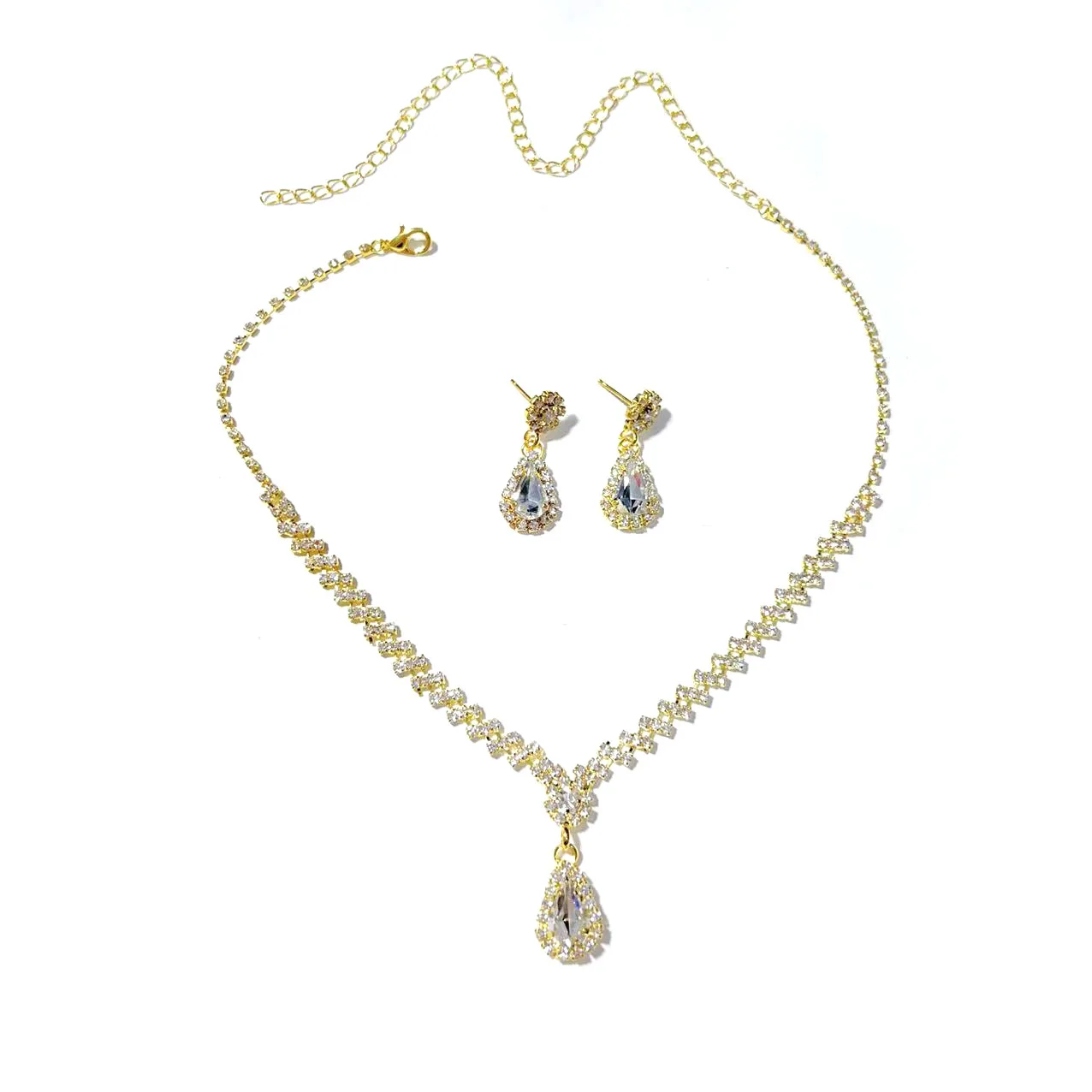 طقم مجوهرات الزفاف، قلادة، أقراط، إكسسوارات فساتين السهرة للسيدات الزفاف، طقم عصري مكون من قطعتين