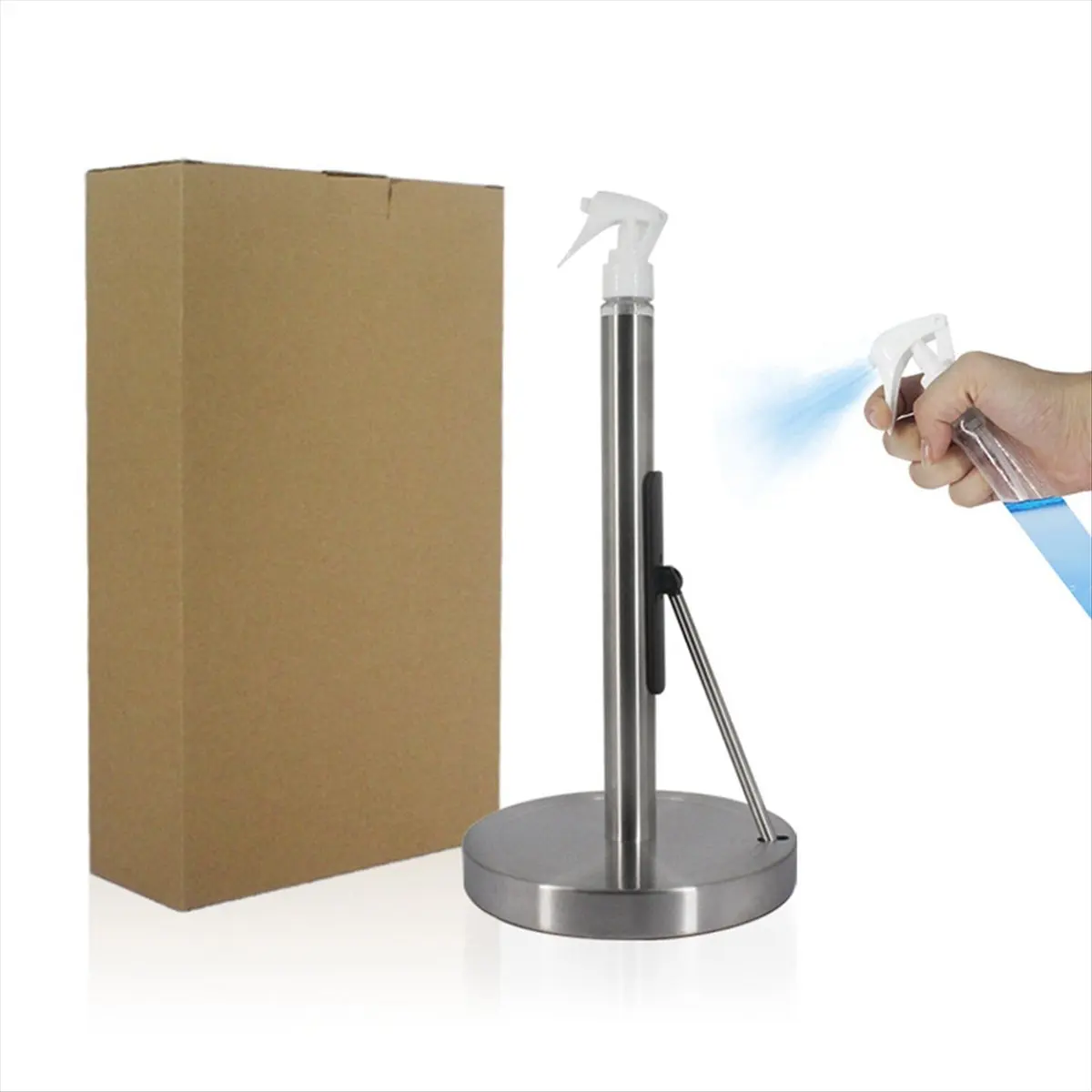 Latest ABBQ-2 in 1 Paper Towel Holder with Bottle, Countertop Paper Towels Holders Stand Under Cabinet Papertowels Roller