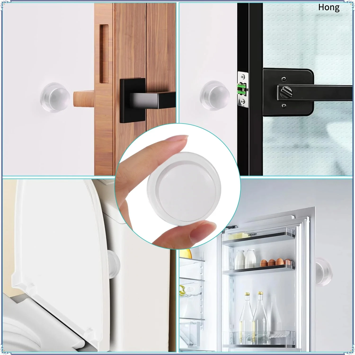 Door Stoppers for Wall, Door Knob Wall Protector,  Shock Absorbent Door Handle Stopper, Protects Every Wall Surface, Clear