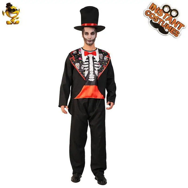 

Мужской костюм для выступлений на Хэллоуин, одежда для выступлений на сцене, одежда COS, трансграничная одежда, большой M, скелет для выступлений