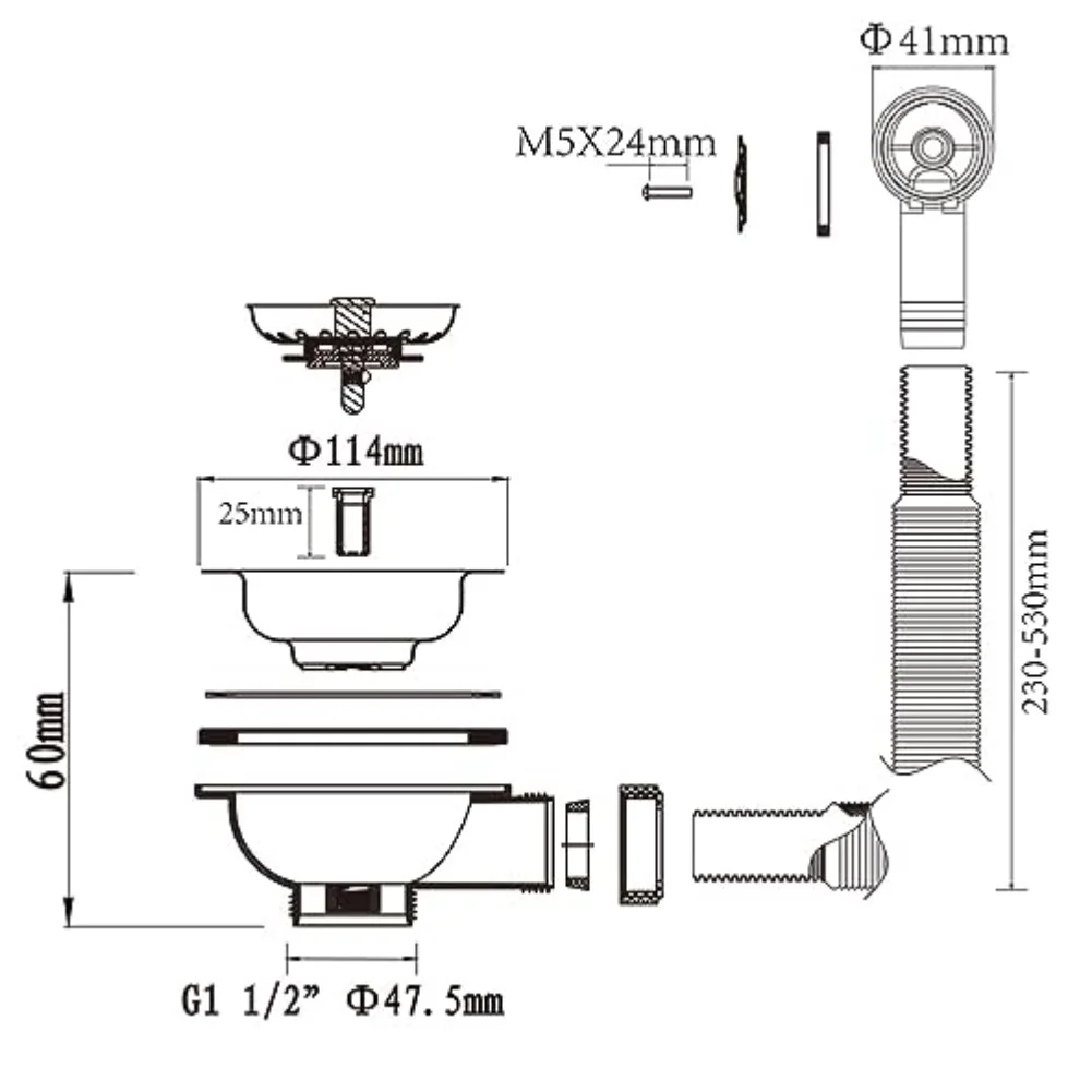 Kitchen Waste Management Kit with Titanium Gold Finish Stainless Steel Frame and Round Overflow Hole for Sink Readiness