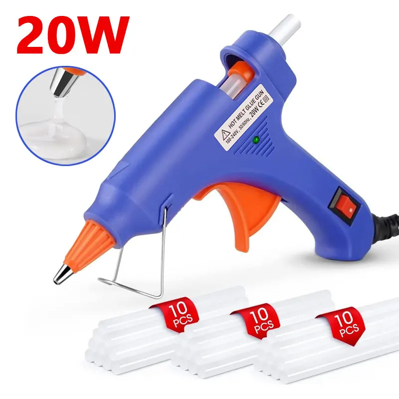 

20W Glue Gun Mini Hot Glue Gun Kit with 30/10 Glue Sticks for School Crafts DIY Arts Quick Melt Home Repairs Car Repair Tool