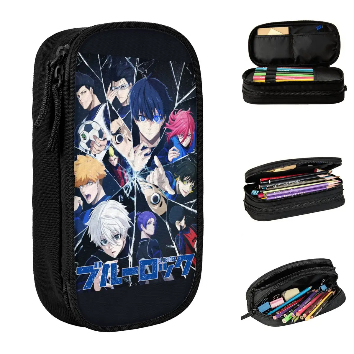 estojo bonito anime com blue lock estojo yoichi isagi grandes bolsas de armazenamento para meninas e meninos papelaria escolar presente para estudantes 01