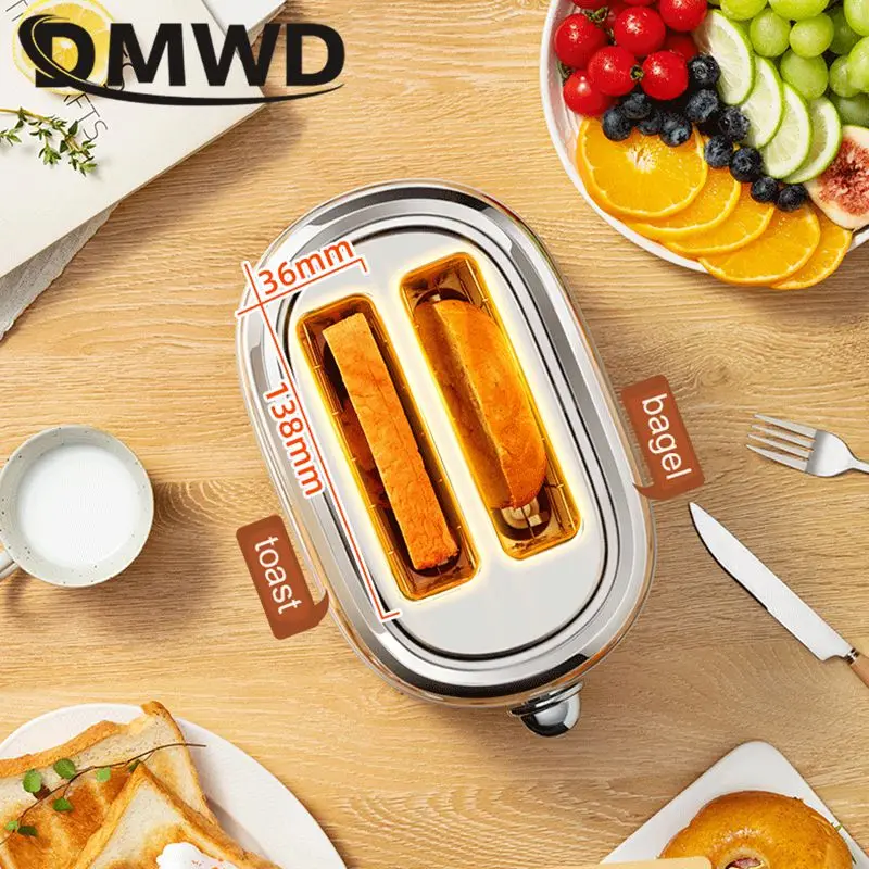 Electric Toaster Household Crisp Bread Bake Oven Anti-Jam Automatic Toast Defrost Baking Tool Sandwich Breakfast maker Dust Lid