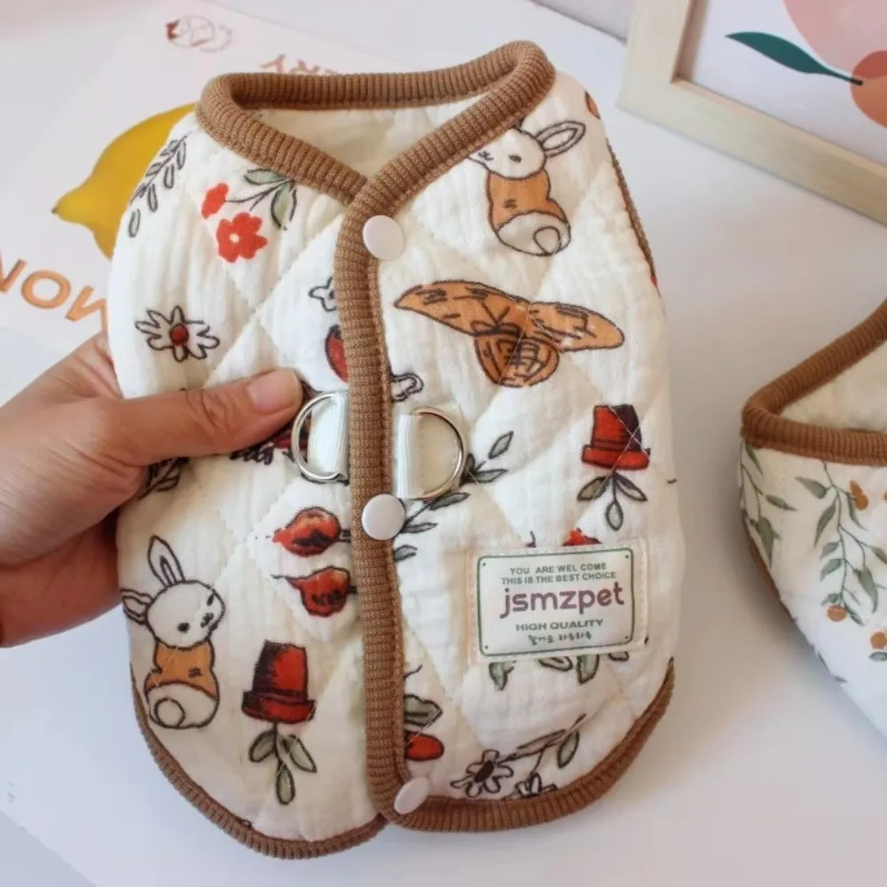 New Cute Rabbit Printed Pet Dog Clothes Winter Warm with Velvet Jacket Teddy Bear Coat Pet Supplies Puppy Clothes Vest Gift view 4