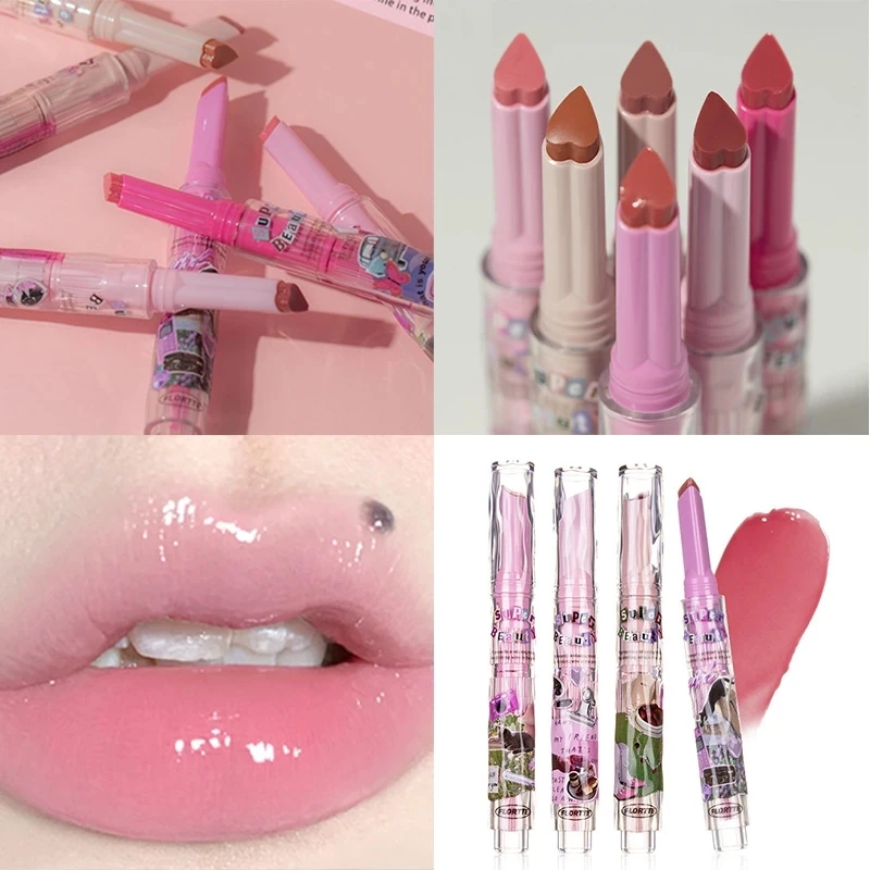 FLORTTE Floria First Kiss Series Love Stick Lipstick Pen Mirror Watershine Lip Glaze Water Moisturizing Love Lipstick 13 Colour