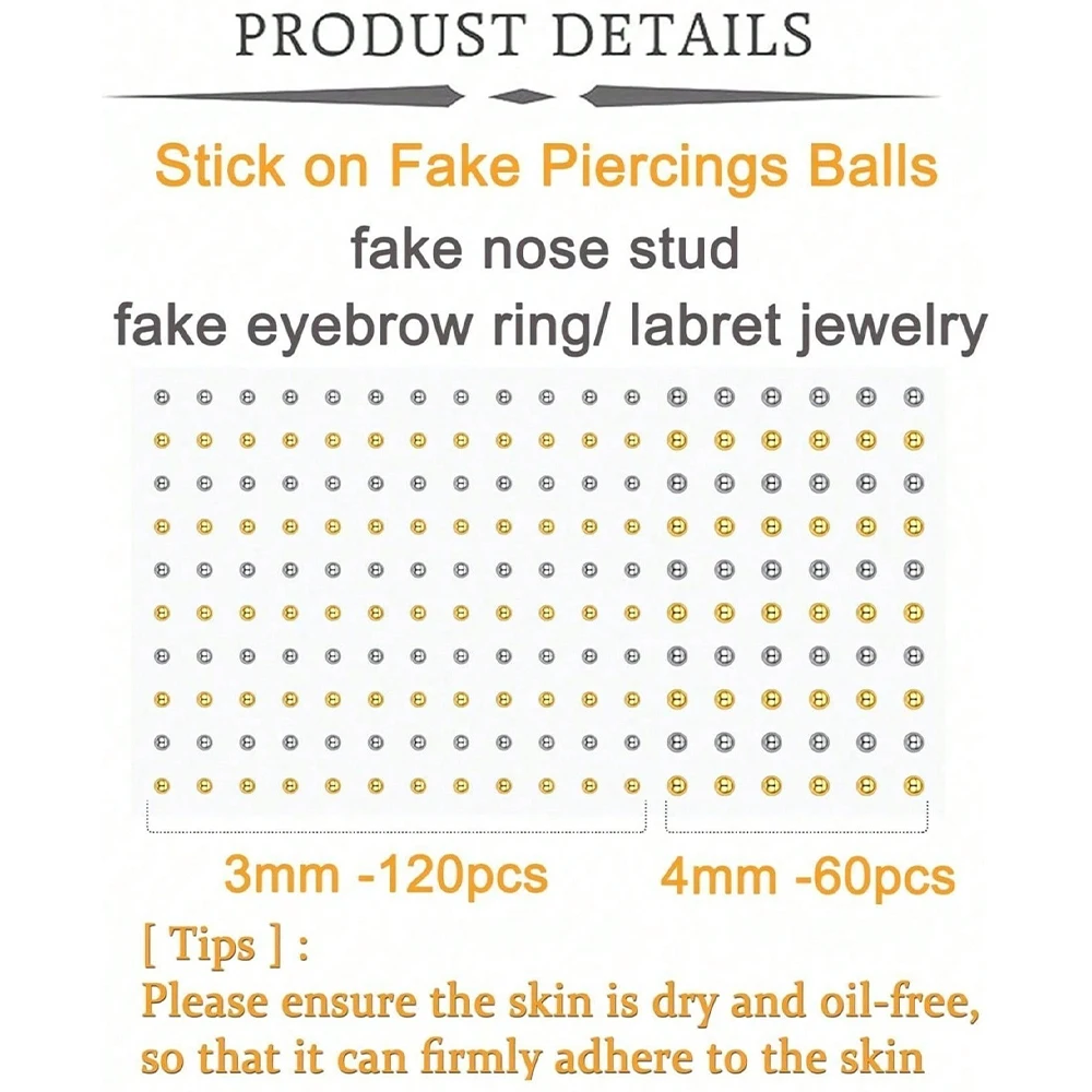 Fake Nose Ring Stud Nose Stud Clip On Lip Ear Non Pierced JewelryWith Face Gems, Fake Piercings Belly Button Sticker
