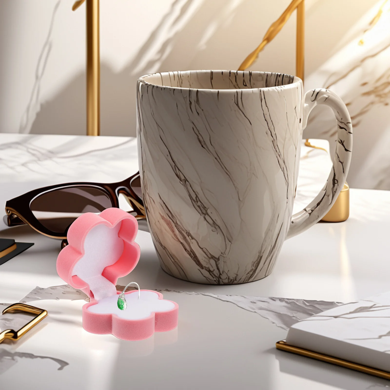 

Flower Ring Box Blossom Floral Design Jewelry Case Engagement Proposal Wedding Gift Holder Small Trinket Box