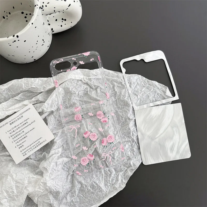 

Simple Rose Transparent for Samsung Galaxy Z Flip 7 6 5 4 Protective Back Cover for ZFlip5 ZFlip6 ZFlip7 Case Shell
