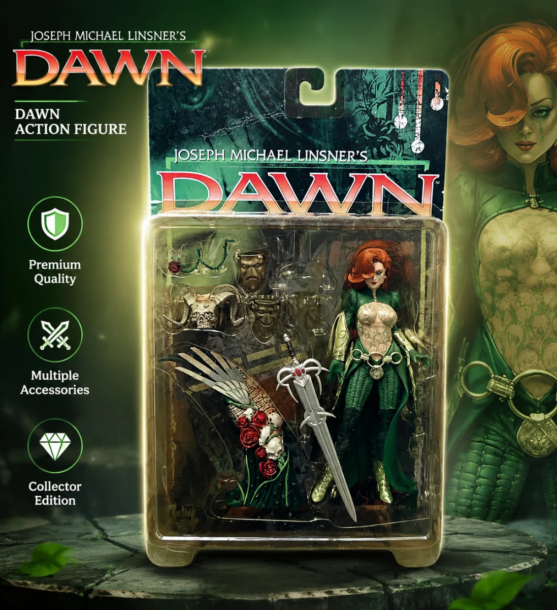 Редкая коллекционная фигурка Joseph Linsner’s Dawn 1999, винтажная лимитированная игрушка, слегка пожелтевшая коробка, для любителей коллекционирования.