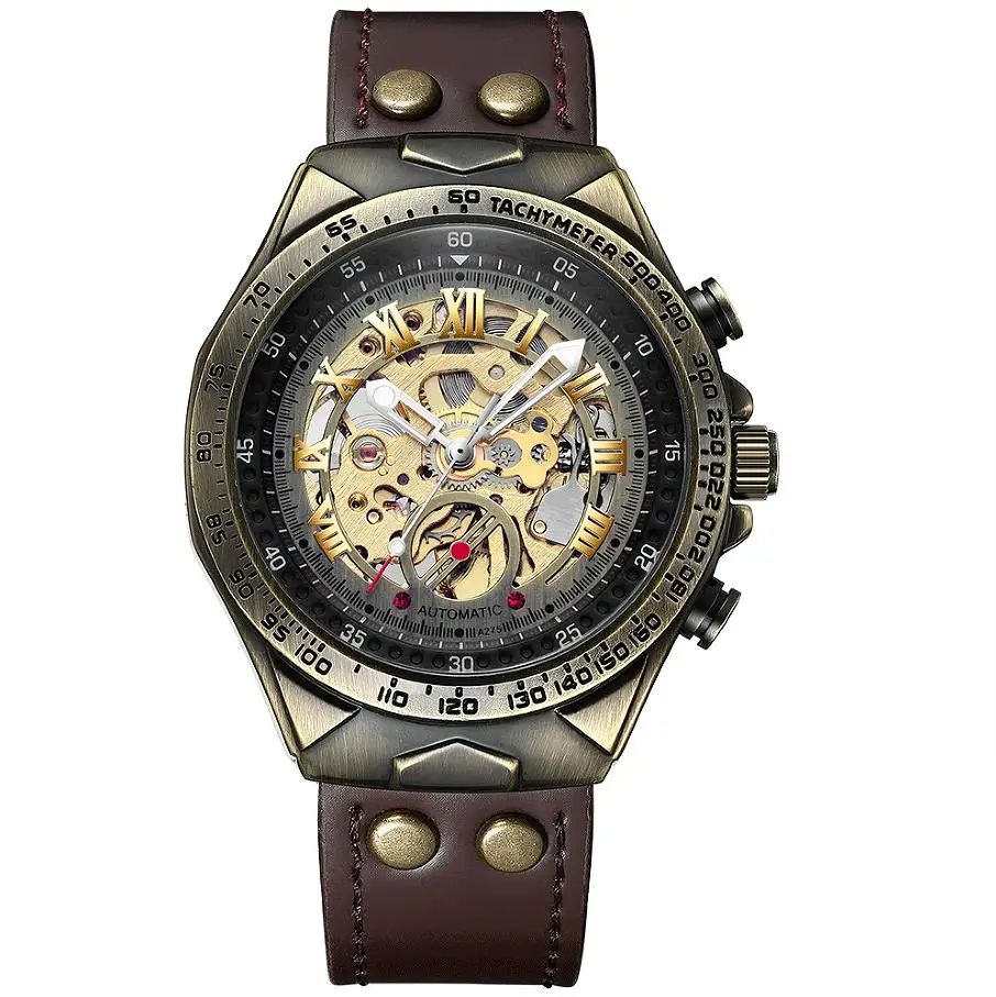 BINBOND, montre-bracelet mécanique vintage pour hommes, avec affichage lumineux, étanche, à remontage automatique, tourbillon, montre de luxe pour hommes, Reloj Hombre.