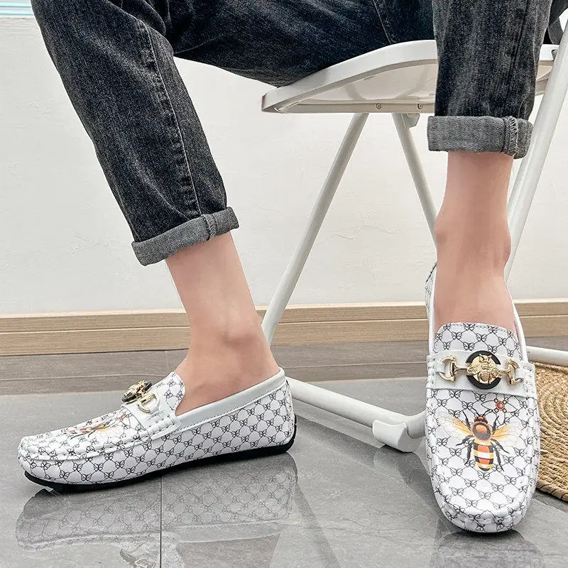 Classic Fashion Printed Loafers Shoes for Men Comfort Luxury Man Driving Shoes Large Size 48 Leather Casual Shoes Men Flat Shoes