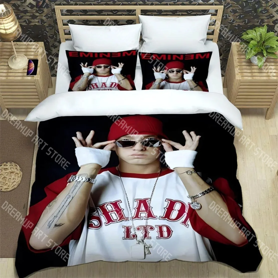 3D Printed Rapper Eminem Bedding Set for Boys Girls Duvet Cover And Pillowcase Twin Queen King Full Single Double Sizes