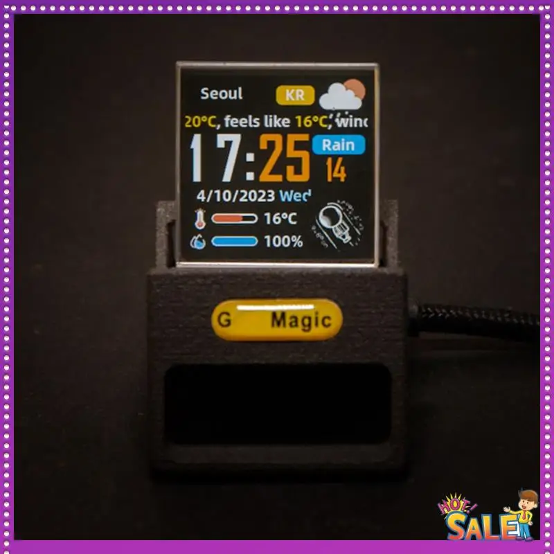 AA87 Bitcoin Stock Ticker Monitor Weather Digital Display Clock Personalized GIF Picture Playback Built-In Gyro Sensor Clock A
