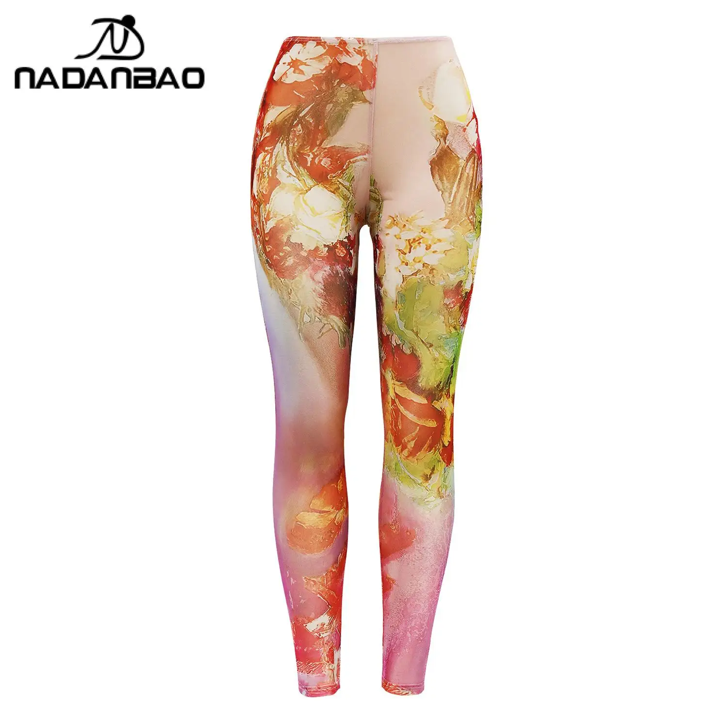 Nadanbao Sexy Casual Leggings for Women Gauze Digital Printing Elastic Tights Sweatpants Female Fashion Skintight Yoga Pants