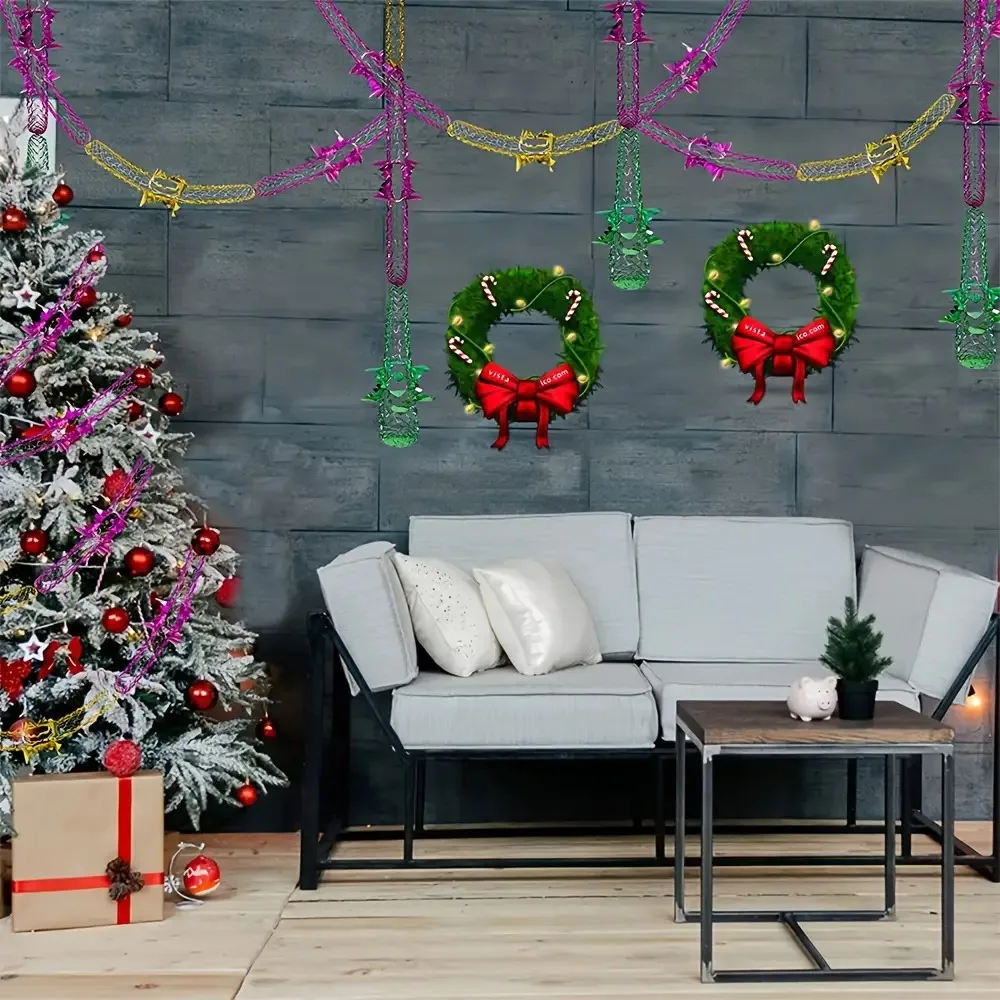 

8pcs 3 m colourful glossy paper flower Christmas birthday decoration flower electric light paper maple leaf holiday atmosphere