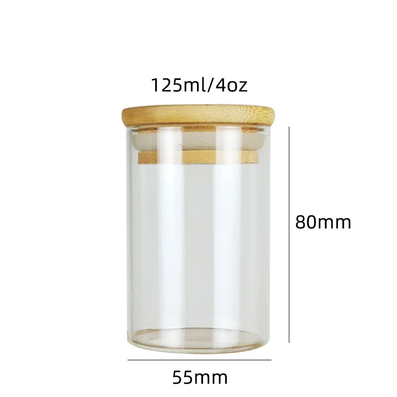 12pcs/lot  Wood Lid Glass Airtight Canister Kitchen Storage Bottles Jar Sealed Food Container Coffee Beans Grains Candy Jars