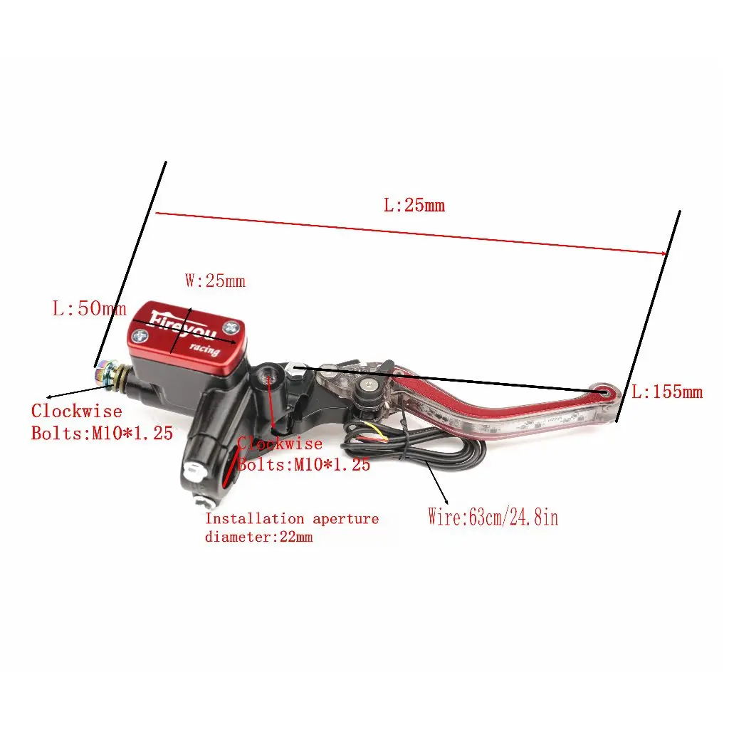 Brake Lever LED hydraulic Clutch Adiustable Universal Motorcycle brake pump Hand signal light otorbike Scooters Bike GY6 125 view 3