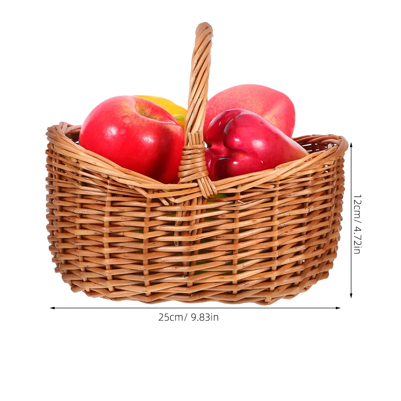 Wicker Willow Basket Rustic Handwoven Picnic Hamper Portable Carry Tote Decorative Storage Organizer Multi-Purpose for Outdoor view 2