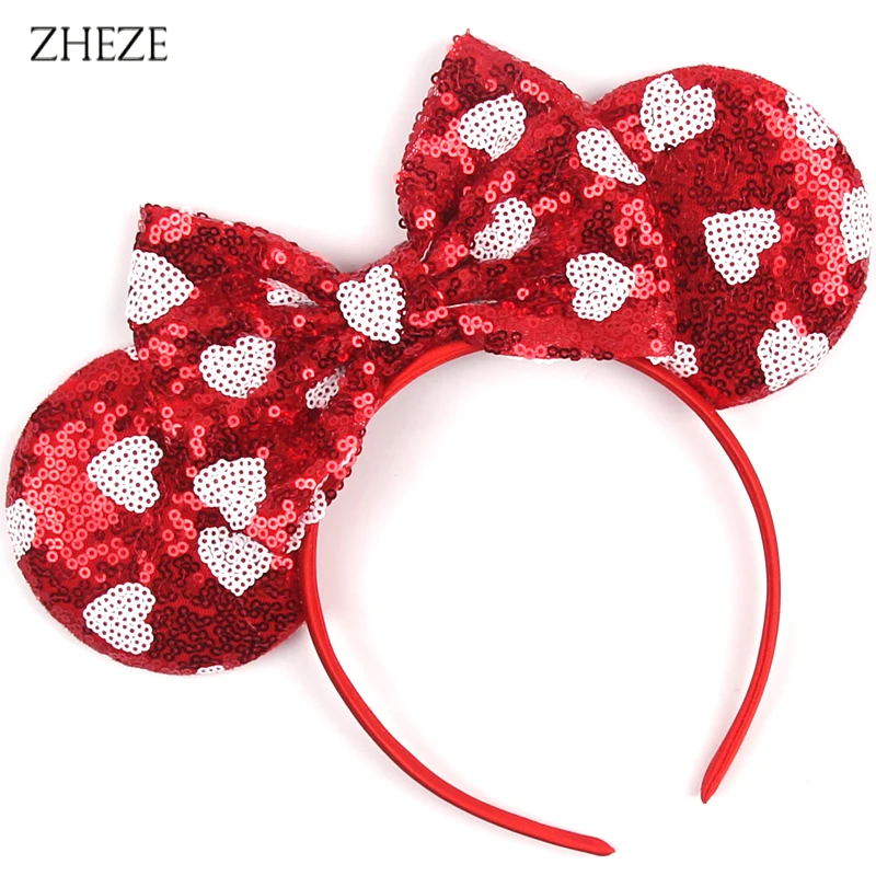 2024 Valentine\'s Day Mouse Ears Headband For Girls Women Sequins Love 5\