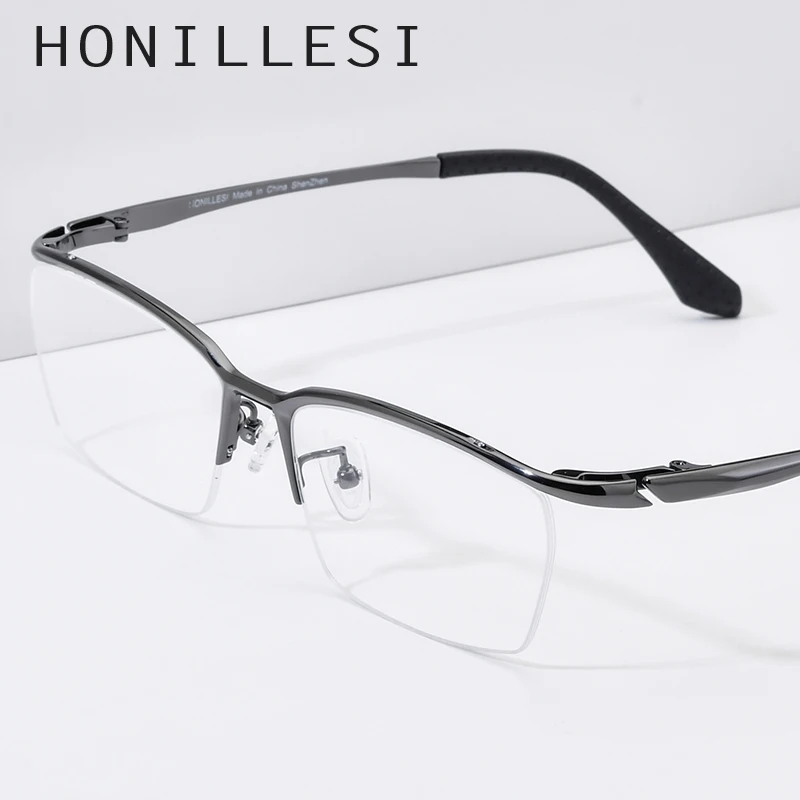 FONEX HONILLESI Titanium Eyeglasses Frame Men Brand Designer Semi Rimless Ultralight Glasses High-end Sports Half  Eyewear 7306